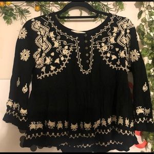 Black Embroidered Top
